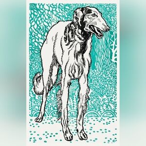Teal Dog Art Print - Pets Dog Illustration